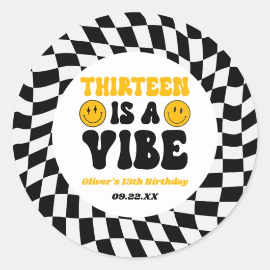 Thirteen Is A Vibe Retro 13th Birthday Party ラウンドシール (正面)
