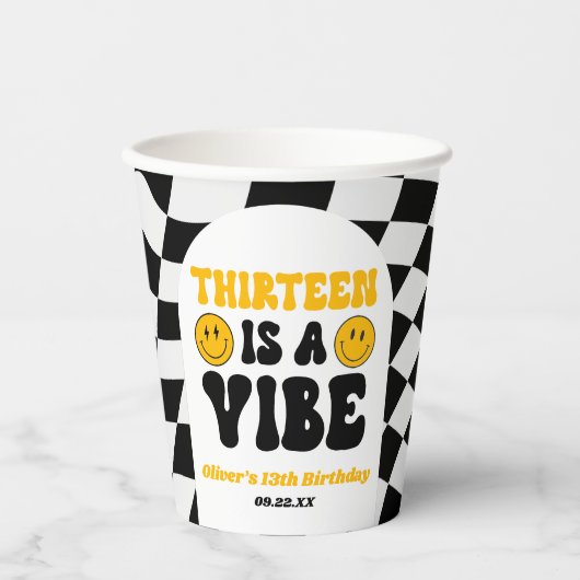 Thirteen Is A Vibe Retro 13th Birthday Party 紙コップ (正面)