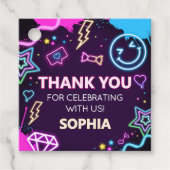 Thirteen Neon Teenager Birthday Party Square フェイバータグ (正面)