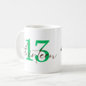 Thirteenth 13 Year Anniversary Personalization コーヒーマグカップ (正面左)