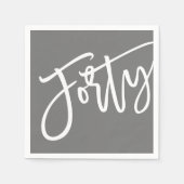 THIRTYスクリプモダントの白い編集可能カラー40th スタンダードカクテルナプキン (正面)