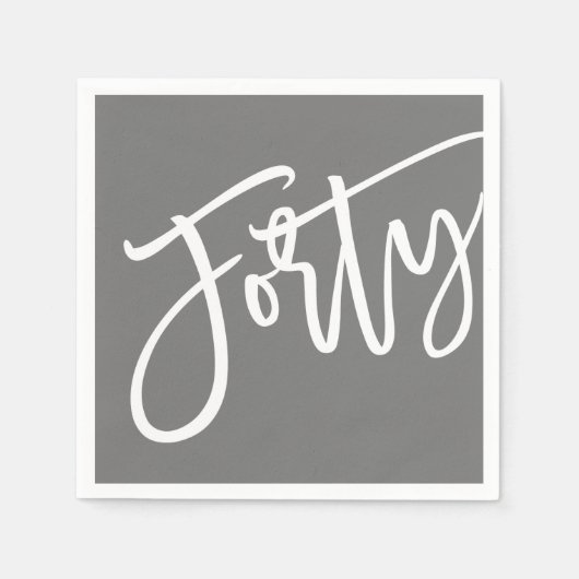 THIRTYスクリプモダントの白い編集可能カラー40th スタンダードカクテルナプキン (正面)