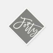 THIRTYスクリプモダントの白い編集可能カラー40th スタンダードカクテルナプキン (角)