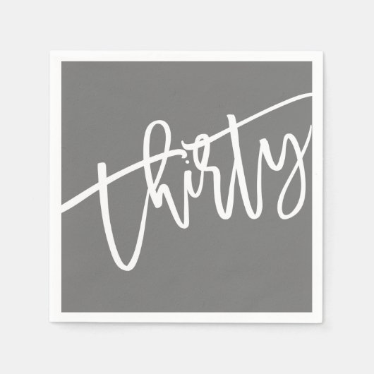 THIRTYスクリプモダント白色の編集可能カラー30th スタンダードカクテルナプキン (正面)