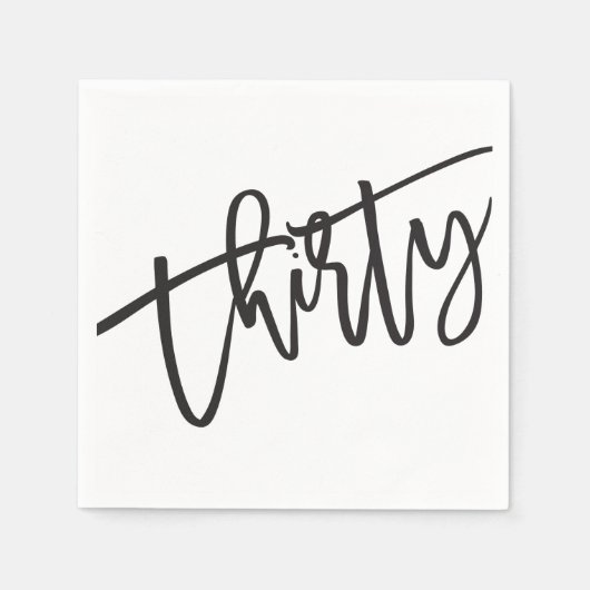 THIRTYスクリプモダント白黒30番目のパーティー スタンダードカクテルナプキン (正面)