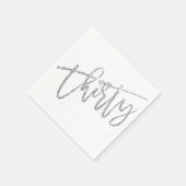 THIRTYスクリプモダント銀グリッター30番目のパーティー スタンダードカクテルナプキン (角)