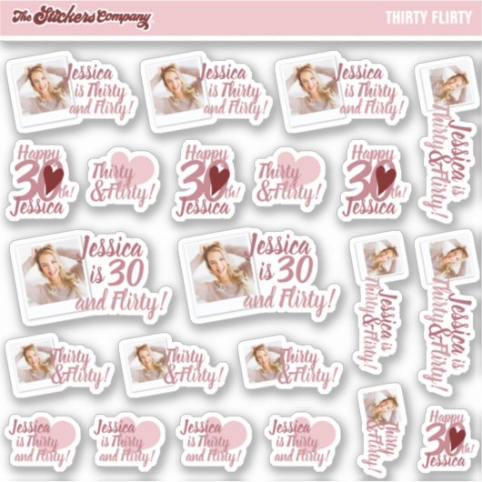Thirty & 気のあるそぶりをした誕生日ガールラベル |第30回 シール (正面)