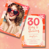 Thirty 気のあるそぶりをした Thrivingレトロ写真 招待状