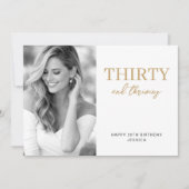 Thirty and Thriving Elegant 30th Birthday Photo カード (正面)