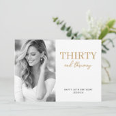 Thirty and Thriving Elegant 30th Birthday Photo カード (スタンド正面)