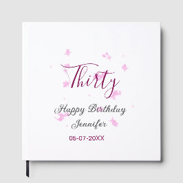 Thirty birthday pink glitter stars black 30th date ゲストブック