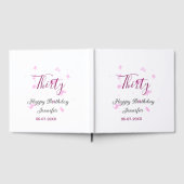 Thirty birthday pink glitter stars black 30th date ゲストブック (全面)