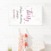 Thirty birthday pink glitter stars black 30th date 横断幕 (インサイチュ)