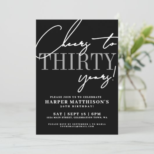 Thirty Black 30th Birthday Party 招待状 (スタンド正面)