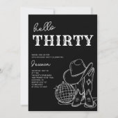Thirty Black and White Western 30th Birthday Party 招待状 (正面)