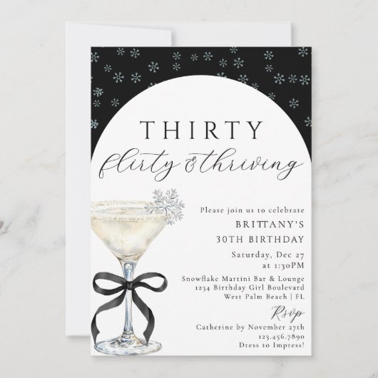Thirty Flirty & Thriving Chic Winter 30th Birthday 招待状 (正面)