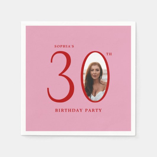 Thirty Minimal Photo 30th Birthday スタンダードカクテルナプキン (正面)