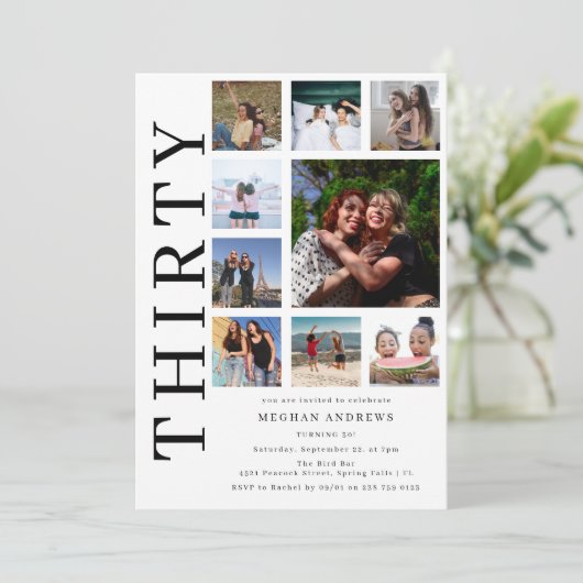 Thirty Photo Collage 30th Birthday Party 招待状 (スタンド正面)