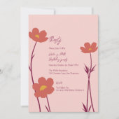 Thirty Pink Floral Minimal 30th Birthday 招待状 (正面)