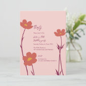 Thirty Pink Floral Minimal 30th Birthday 招待状 (スタンド正面)