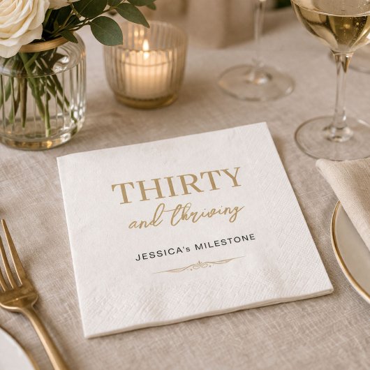 Thirty & Thriving 30th Birthday Party スタンダードカクテルナプキン