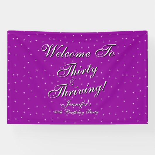 Thirty & Thriving Pink Purple 30th Birthday 横断幕 (横)