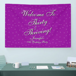 Thirty & Thriving Pink Purple 30th Birthday 横断幕