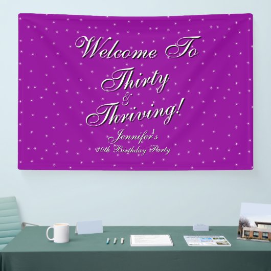 Thirty & Thriving Pink Purple 30th Birthday 横断幕 (トレードショー)