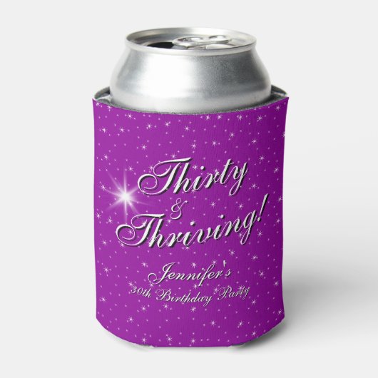 Thirty & Thriving Pink Purple 30th Birthday 缶クーラー (缶正面)