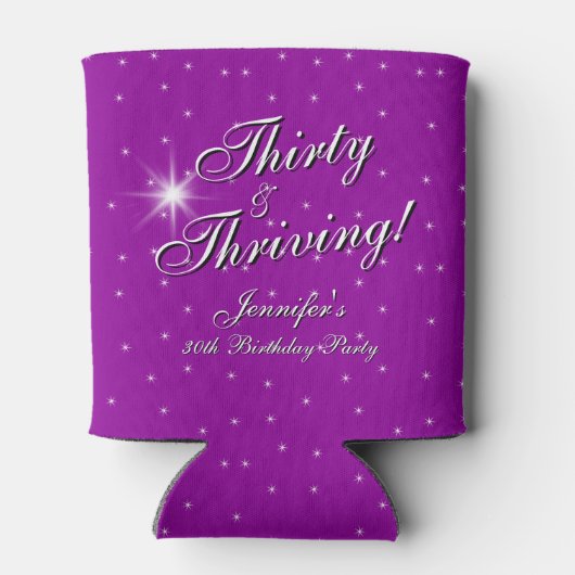 Thirty & Thriving Pink Purple 30th Birthday 缶クーラー (裏面)