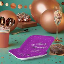 Thirty & Thriving Pink Purple 30th Birthday Square ペーパープレート