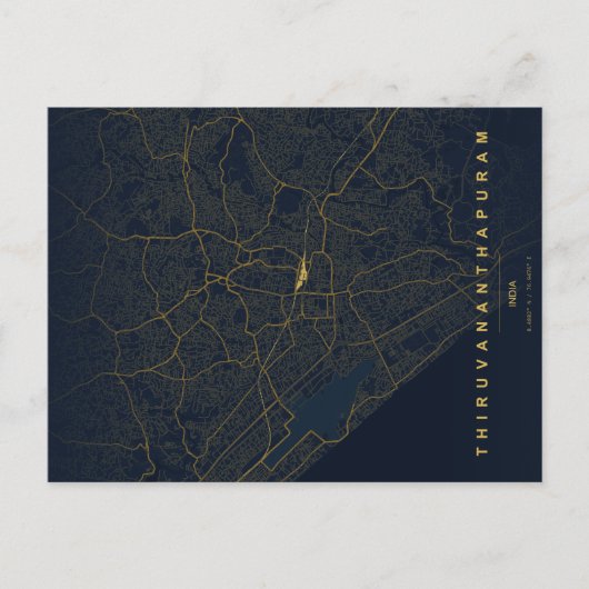 Thiruvananthapuram City Map Minimal Postcard ポストカード (正面)