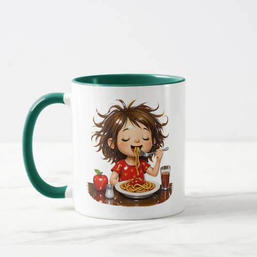This adorable illustration shows a little girl hap マグカップ (左)