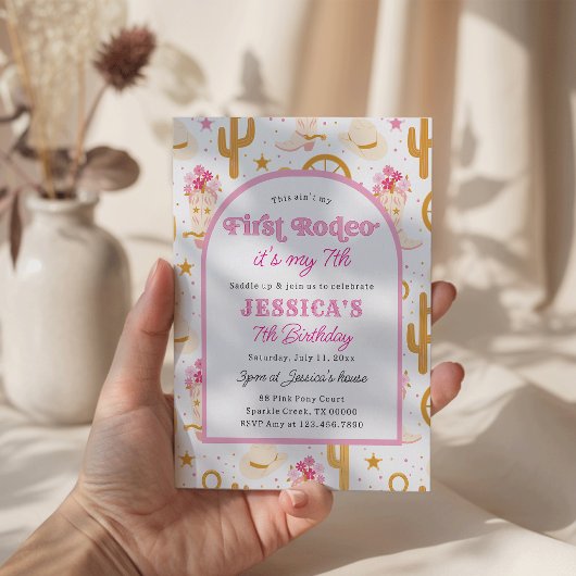 This Ain't My First Rodeo Cowgirl 7th Birthday 招待状