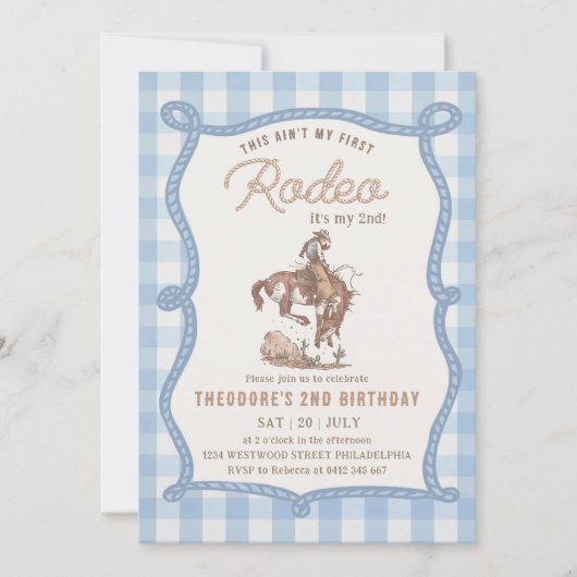 This Ain't My First Rodeo Gingham  招待状 (正面)