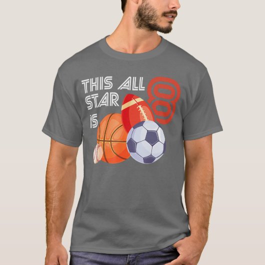 This All Star is 8 Year Old Birthday Basketball So Tシャツ (正面)