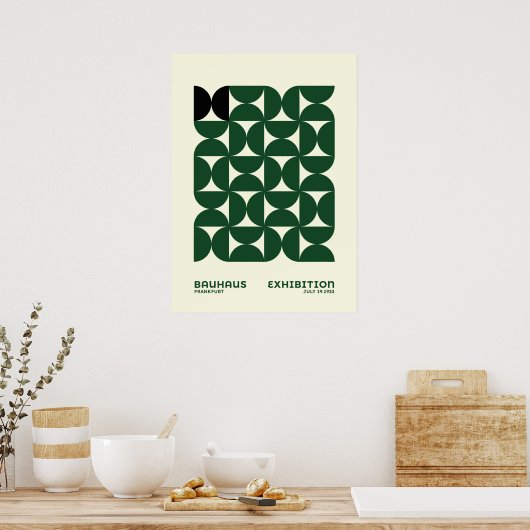 This Bauhaus-inspired geometric pattern poster fea ポスター (キッチン)