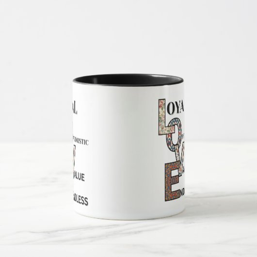 This beautiful mug shows how great love is. マグカップ (中央)