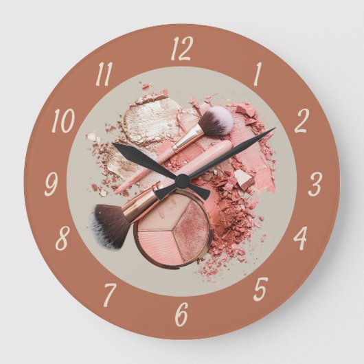 This Blush Pink Cosmetic Makeup Palette  ラージ壁時計 (正面)