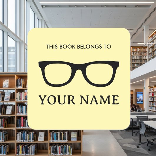 This book belongs to spectacles bookplate label スクエアシール
