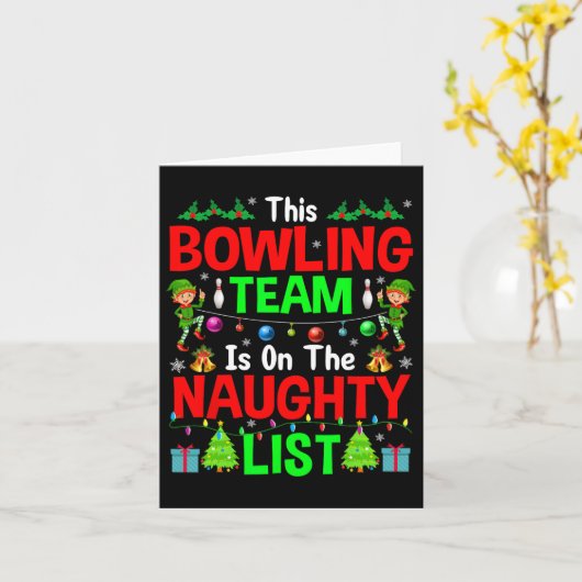 This Bowling Team On Naughty List Cute Christmas E カード (黄色い花)