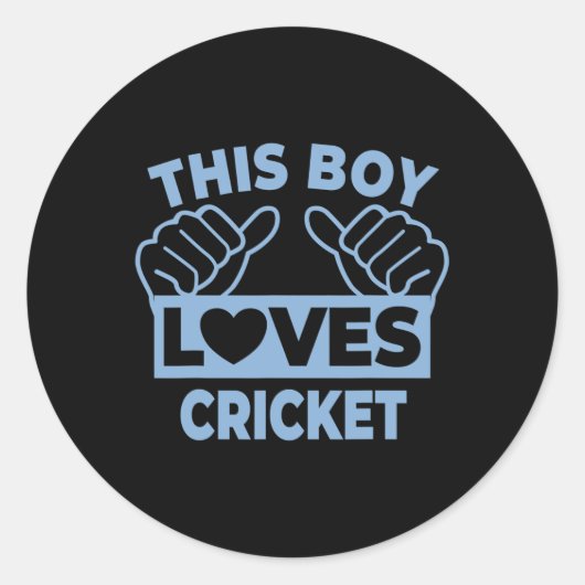 This Boy Loves Cricket - Cricket Player  ラウンドシール (正面)