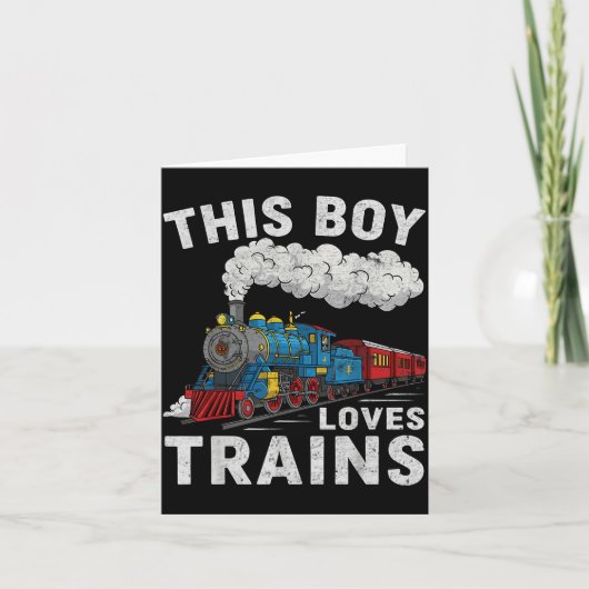 This Boy Loves Trains Railroad Train Wagon Lover K カード (正面)