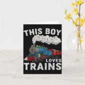 This Boy Loves Trains Railroad Train Wagon Lover K カード (黄色い花)