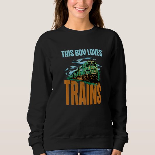 This Boy Loves Trains  Train Boys スウェットシャツ (正面)
