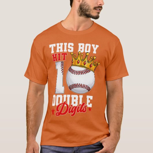 This Boy Now 10 Double Digits Baseball 10th Birthd Tシャツ (正面)