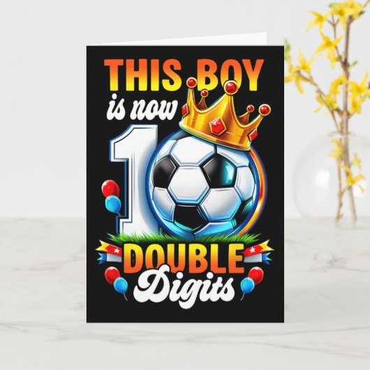 This Boy Now 10 Double Digits Soccer 10 Years Old  カード (黄色い花)