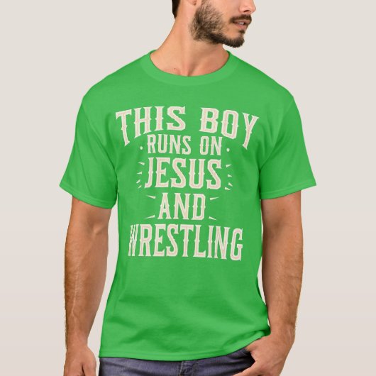 This Boy On Jesus Wrestling Faith Sports Boys boy Tシャツ (正面)