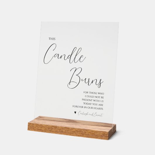 This Candle Burns Memorial Wedding Acrylic Sign アクリルサイン (傾斜)