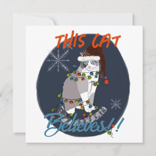 This Cat Believes Holiday Card サンキューカード (正面)